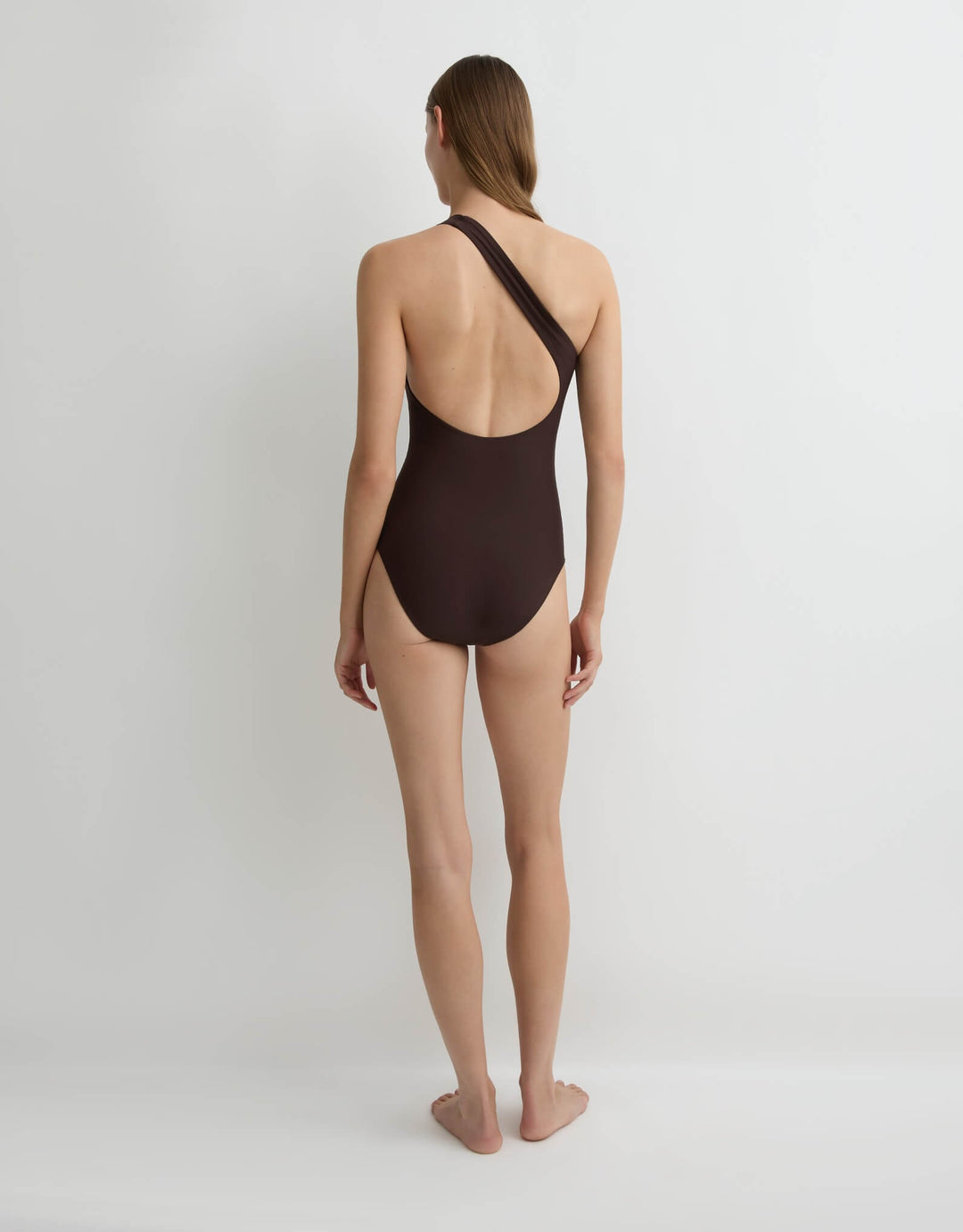 Bondi Born Colette one-shoulder one piece swimsuit in mocha