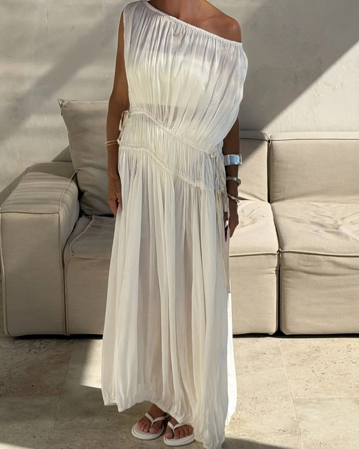 Bondi Born Cremona Balloon Dress in White sheer cover-up dress