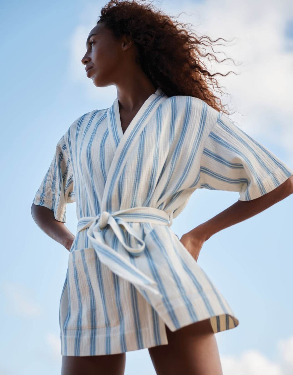 Bondi Born Finn Wrap Tunic Dusk Stripe