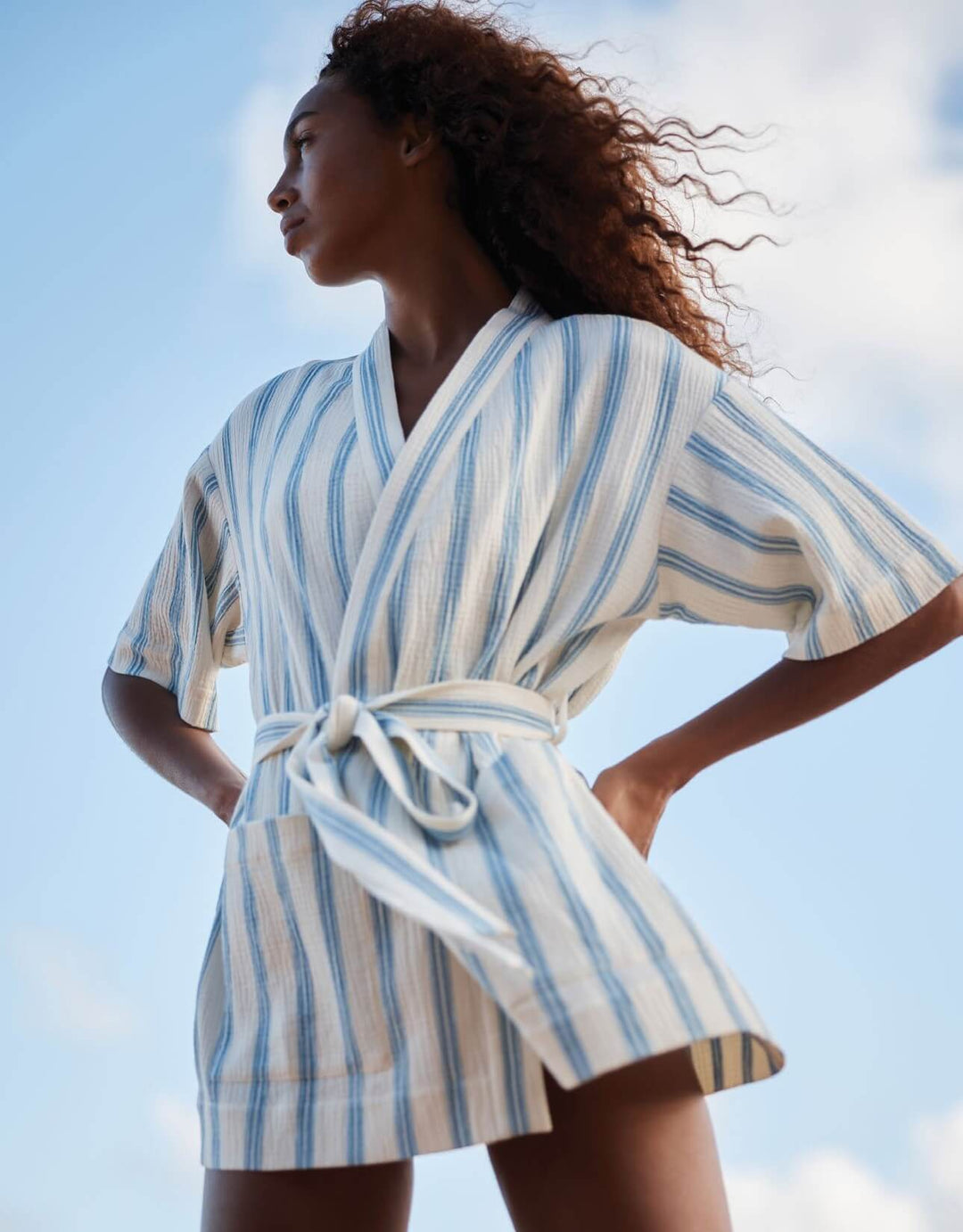 Bondi Born Finn Wrap Tunic Dusk Stripe