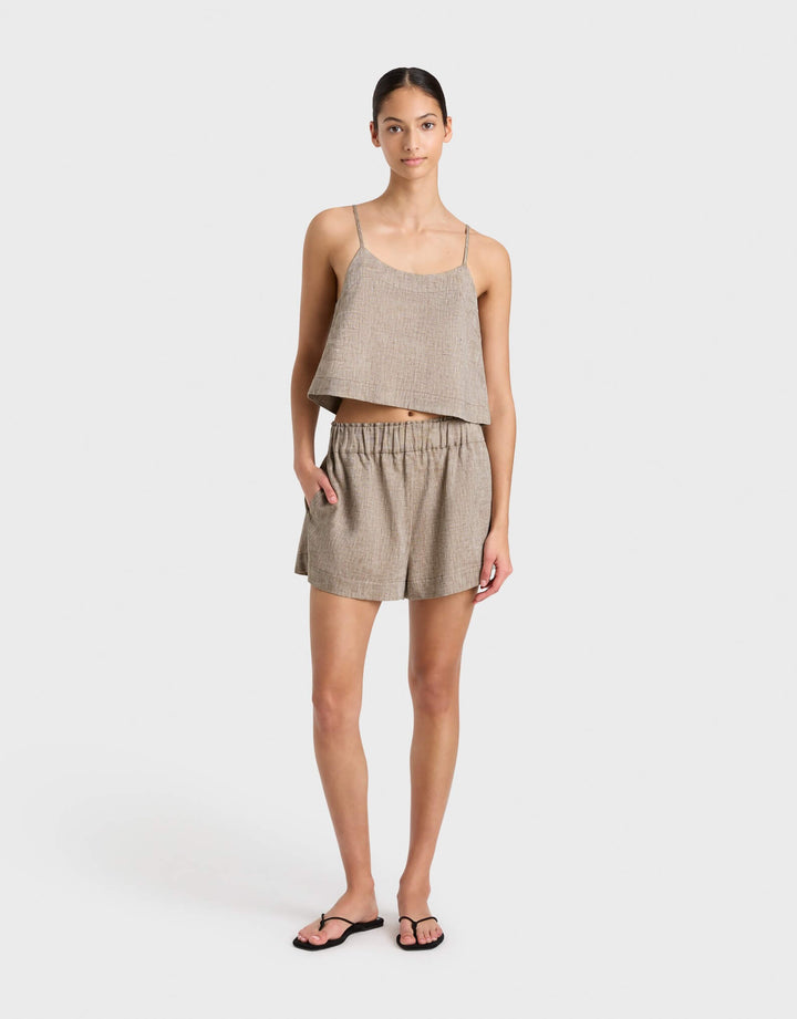 Bondi Born Leiden Universal Linen Short in Sepia