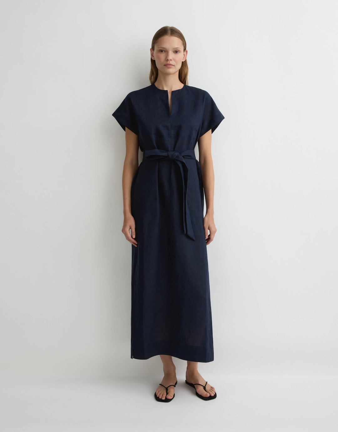 Bondi Born Leiden Universal Tunic Dress in navy linen