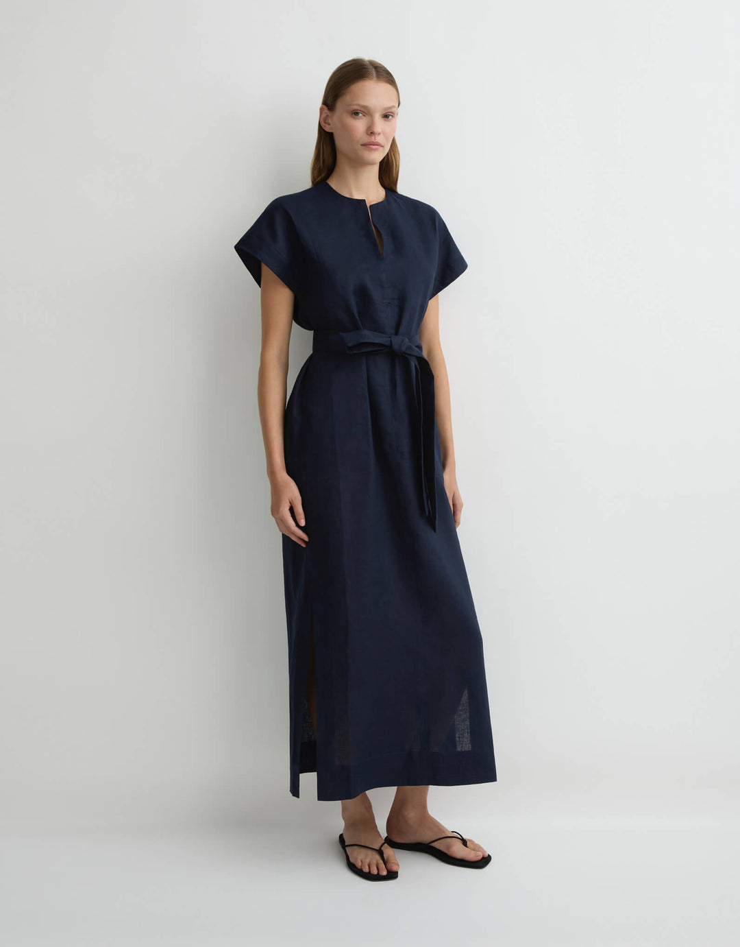 Bondi Born Leiden Universal Tunic Dress in navy linen