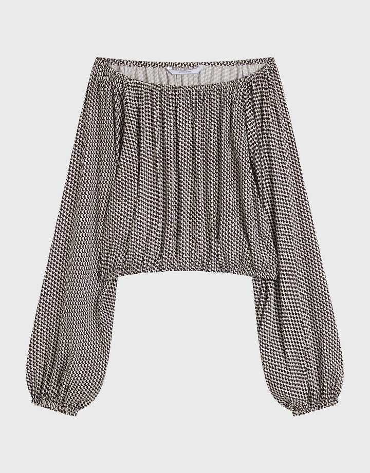 Bondi Born Salema Balloon Top in Mocha Dot printed balloon top