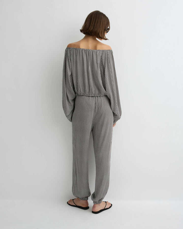 Bondi Born Salema Baloon Pant and top in Mocha Dot 