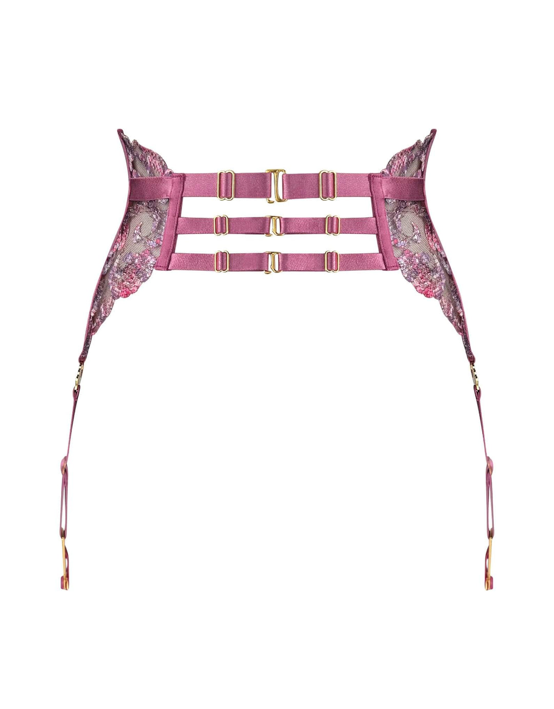 Bordelle Siren Suspender in raspberry embroidered lace – luxury lingerie at Catriona