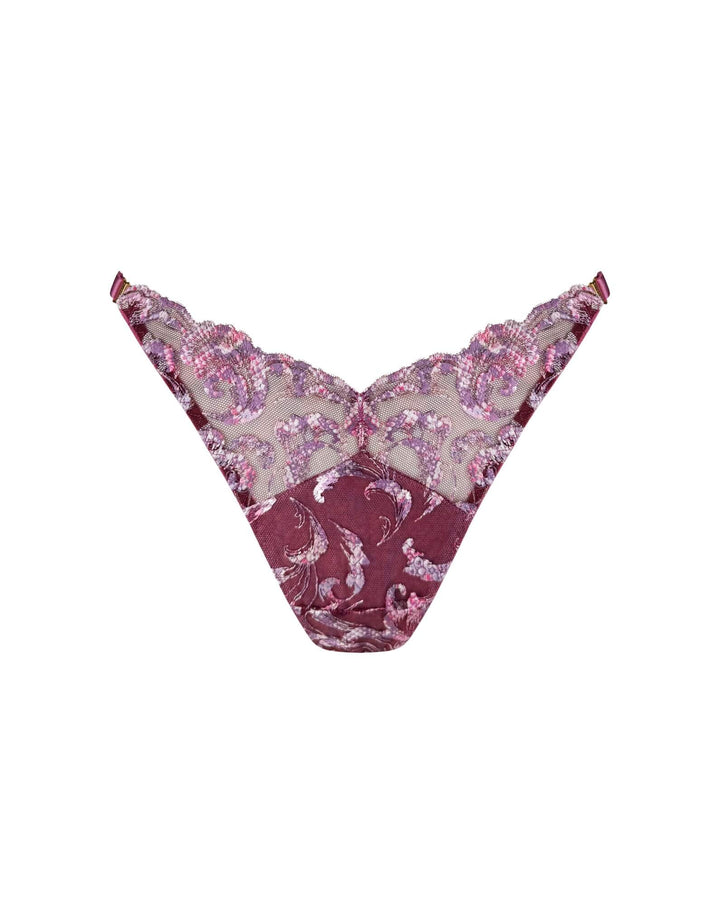 Bordelle Siren Strap Thong Raspberry – Luxury Embroidered Lingerie