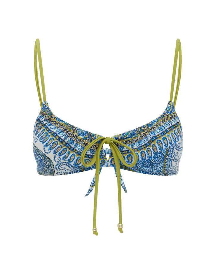 BOTEH Arcadia Paisley Gathered Bikini Top Lazuli front