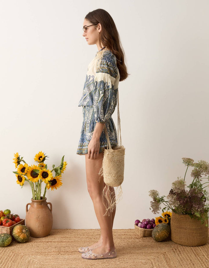 BOTEH Arcadia Paisley Shirred Waist Short Lazuli