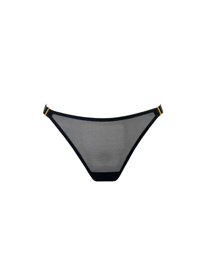 Bordelle Luxuriously Soft Sheer Mesh Thong in Black Adjustable Straps