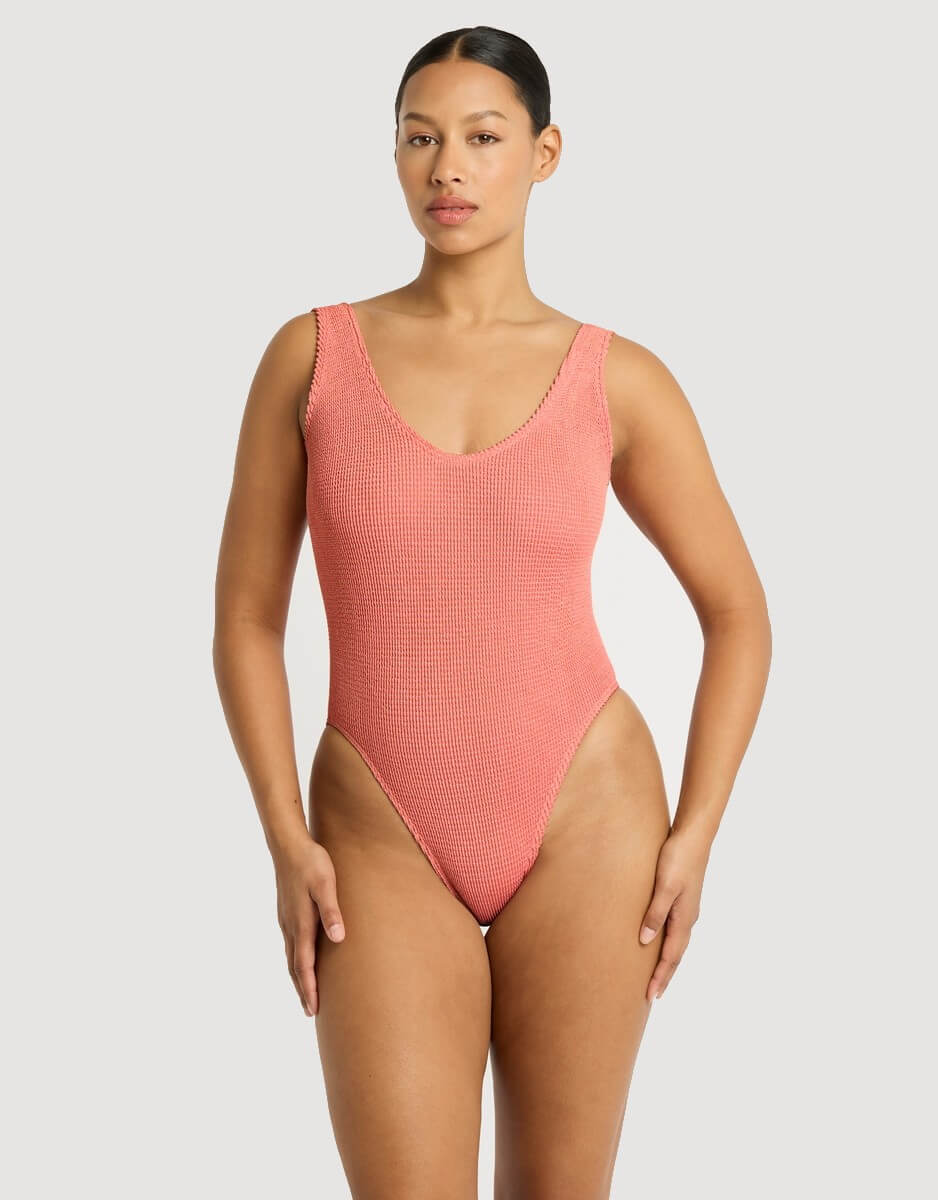 Bond Eye Swimwear Mara One Piece Swimsuit Shell Lurex Pink