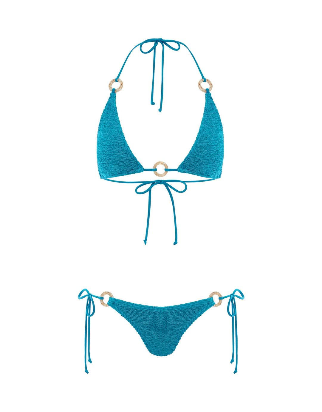 Bond Eye Swimwear Ring Ingrid Triangle Bikini Top Ocean Shimmer Blue