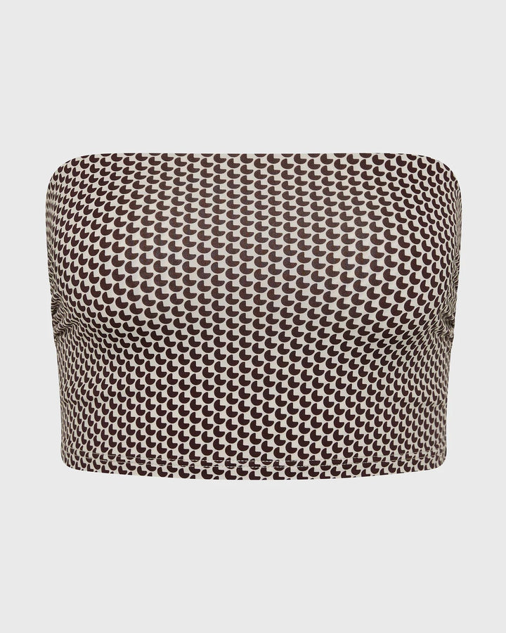Bondi Born Stella Bikini Top in Mocha Dot strapless bandeau bikini top
