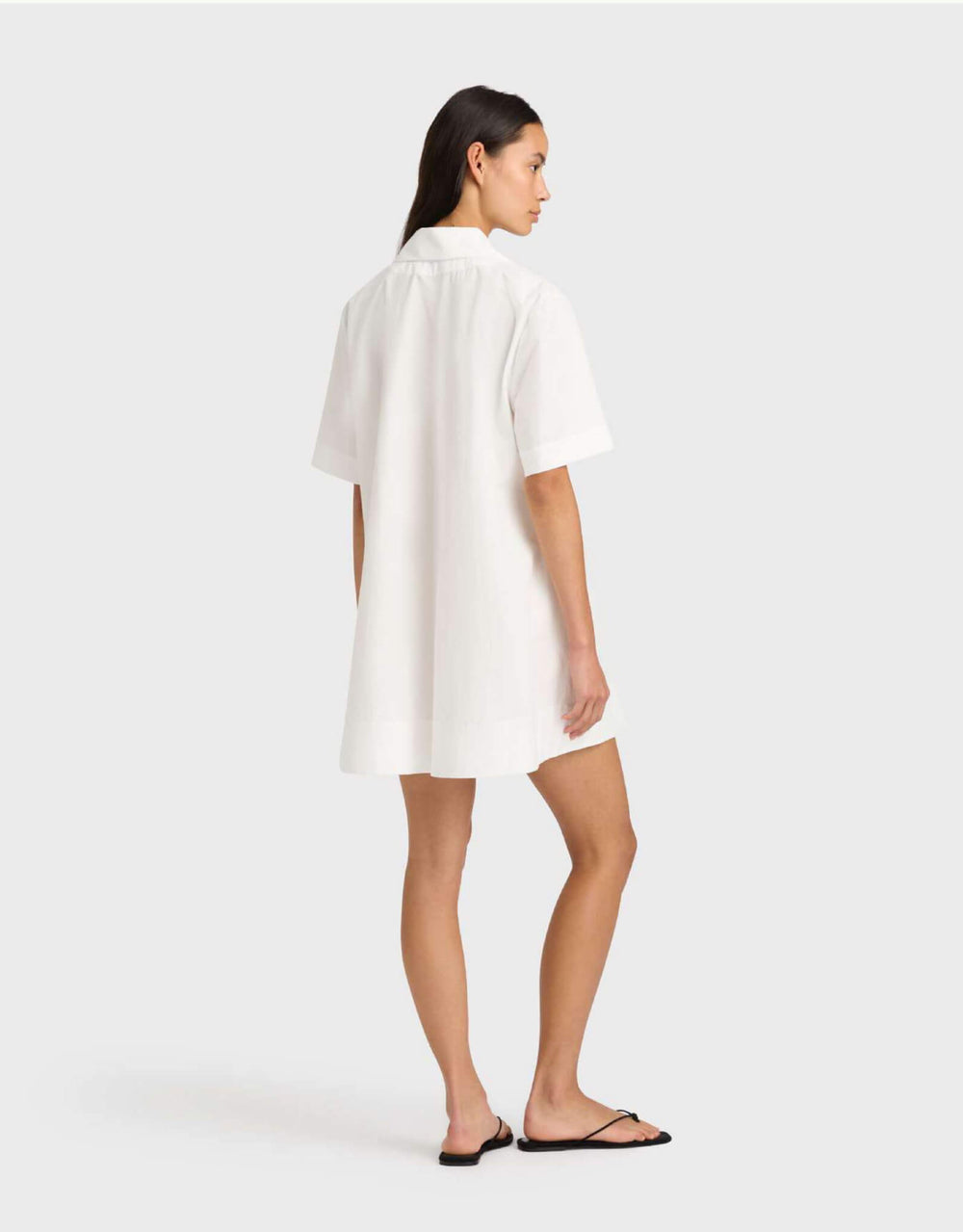 Bondi Born Kyoto short sleeve mini dress in white, back