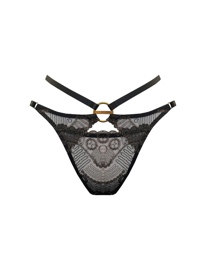 Bordelle Tierra Open Back Brief Black - Luxury Seductive Lingerie