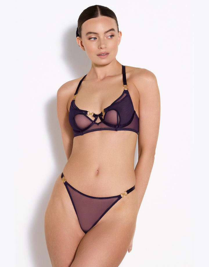 Bordelle Retta Balconette Bra Deep Purple - Luxury Designer Lingerie