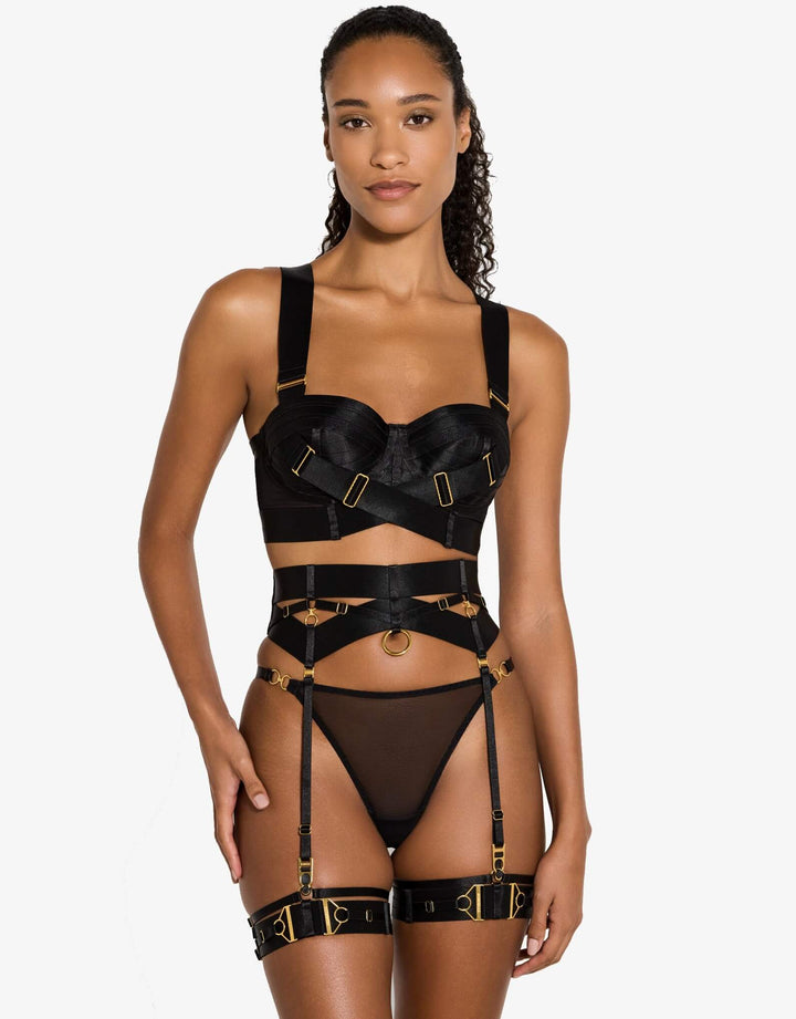 Bordelle Retta Garters Black - Luxury Designer Lingerie