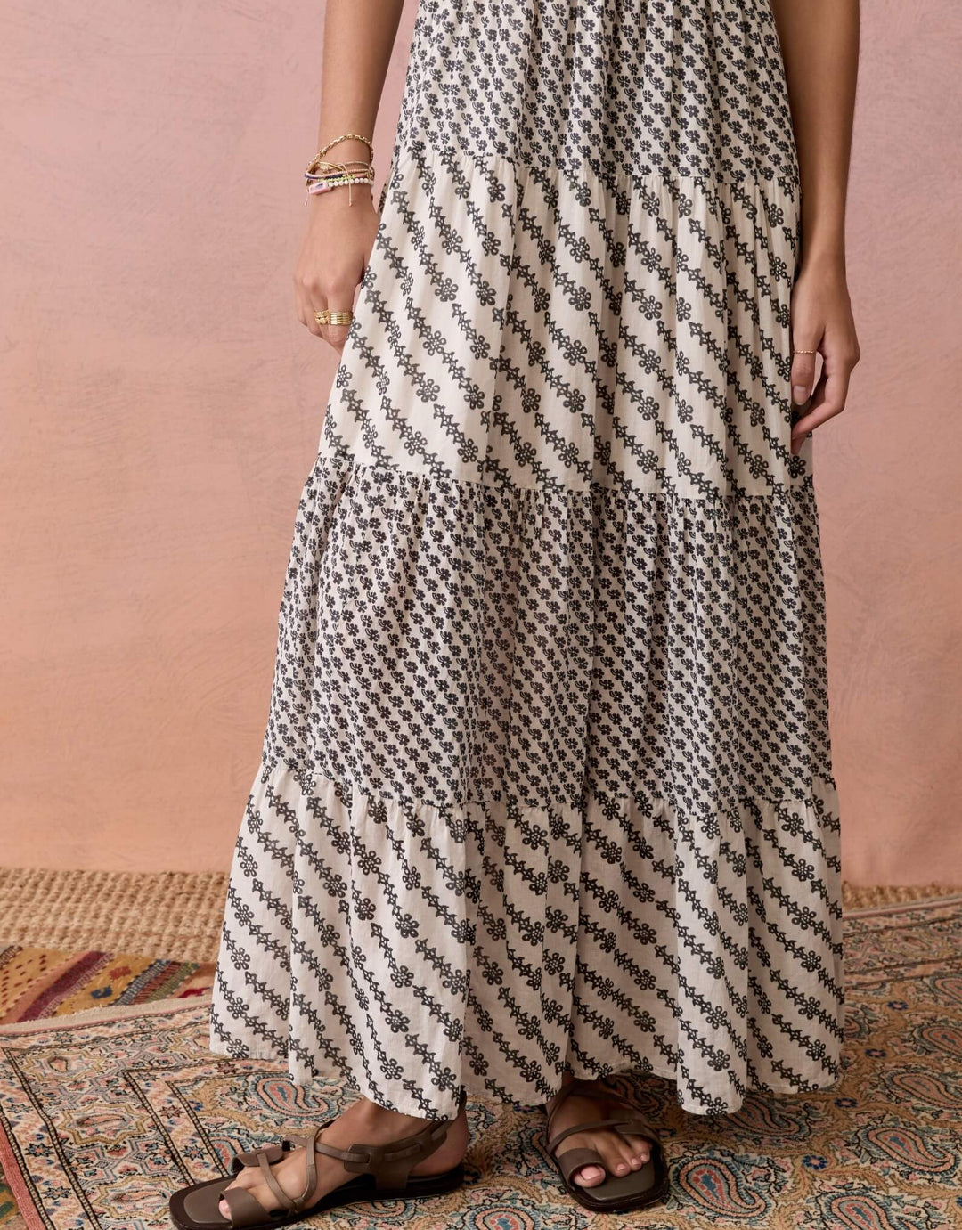 BOTEH Levante Shirred Maxi Dress in Pebble Black