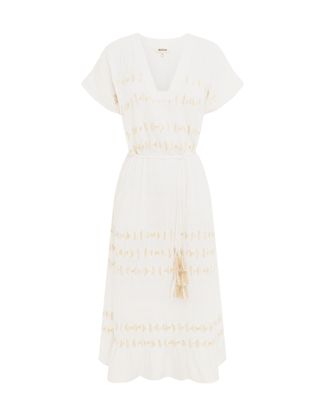 Boteh Hera Midi Tunic White Cotton Linen Resort wear Dress