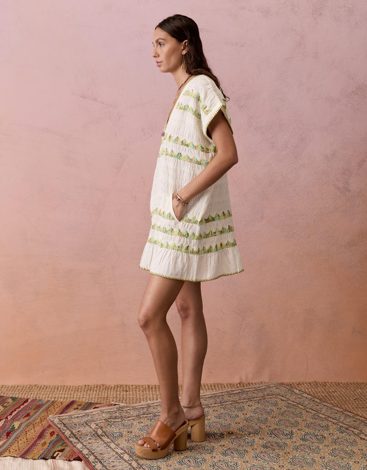 Boteh Hera Tunic Mini Dress in Coconut