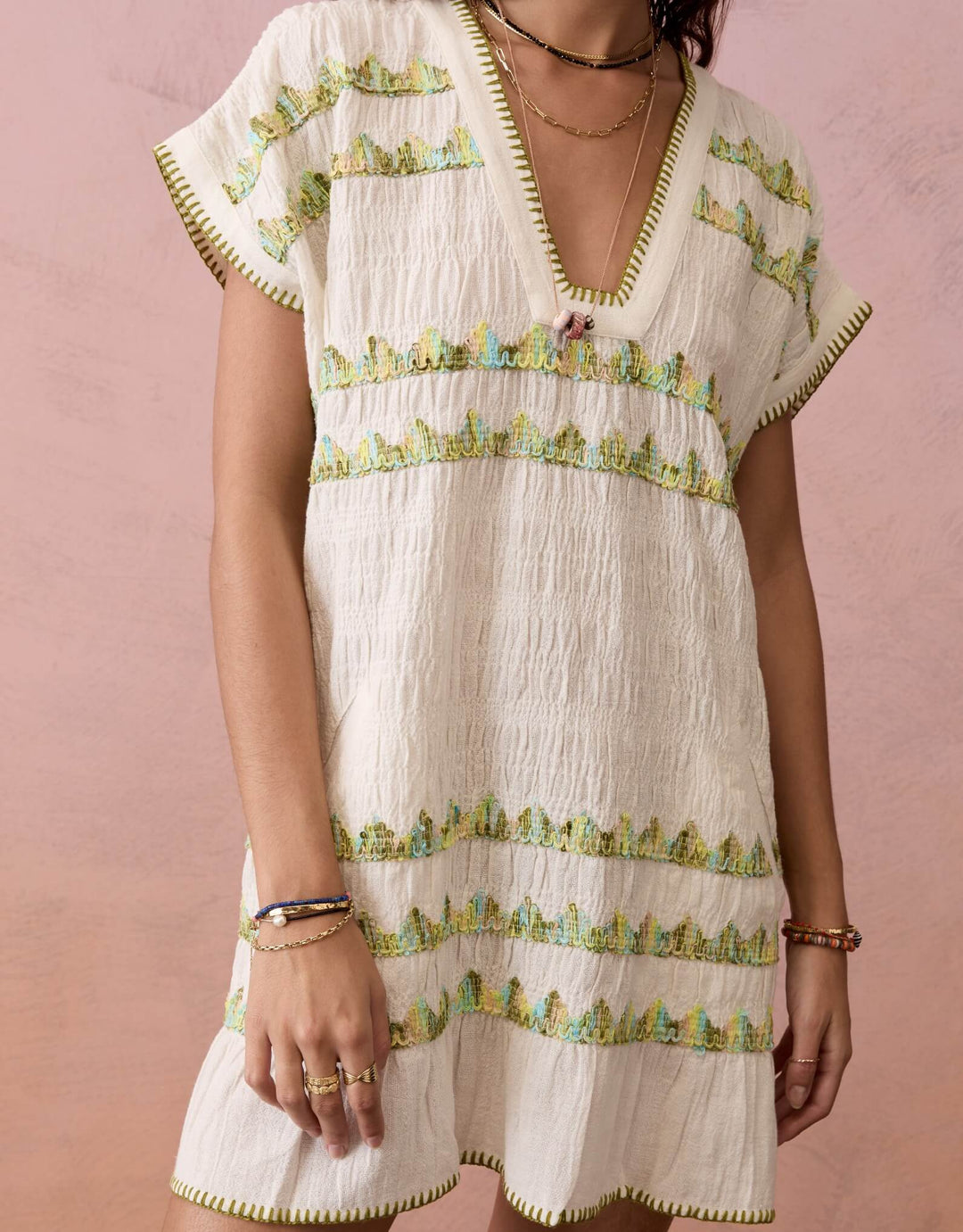 Boteh Hera Tunic Mini Dress in Coconut