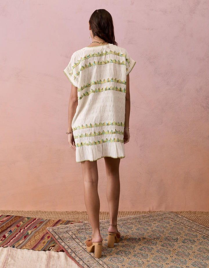 Boteh Hera Tunic Mini Dress in Coconut