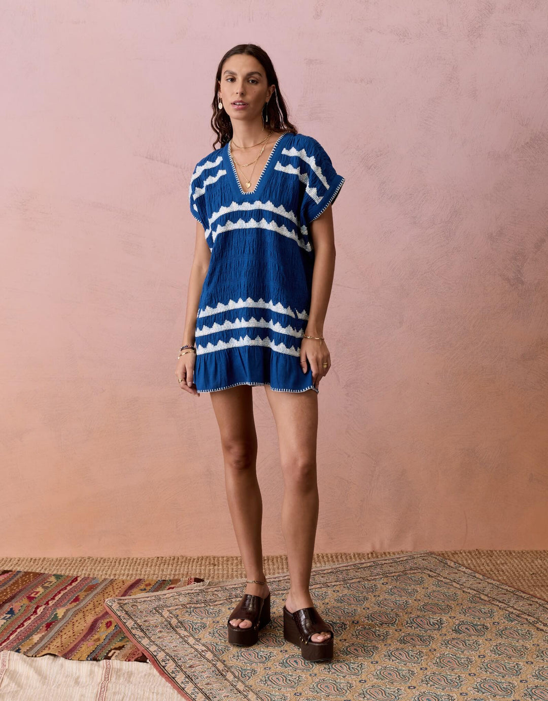 BOTEH Hera Tunic Mini Dress Cover-Up in Zaffre Blue