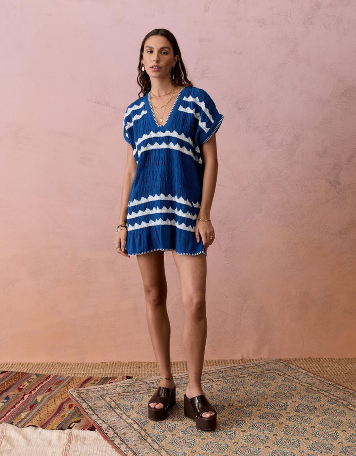 BOTEH Hera Tunic Mini Dress Cover-Up in Zaffre Blue