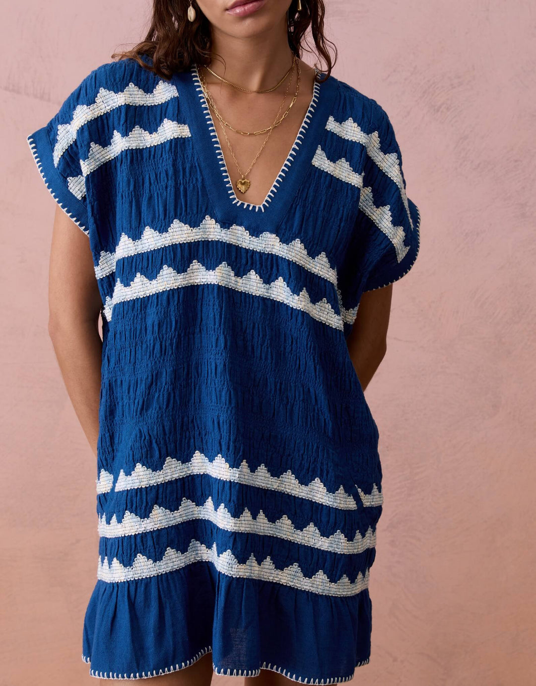 BOTEH Hera Tunic Mini Dress Cover-Up in Zaffre Blue