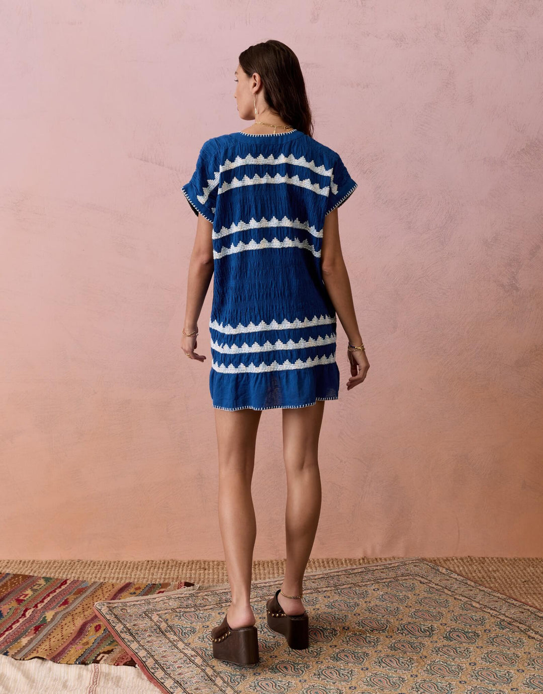 BOTEH Hera Tunic Mini Dress Cover-Up in Zaffre Blue
