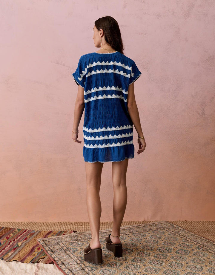BOTEH Hera Tunic Mini Dress Cover-Up in Zaffre Blue