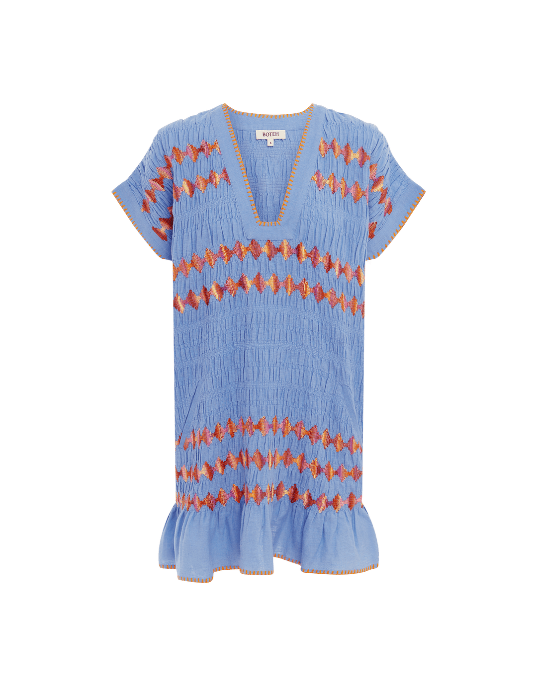 Boteh Hera Mini Dress Tunic Cornflower Blue  Cotton Linen Resort