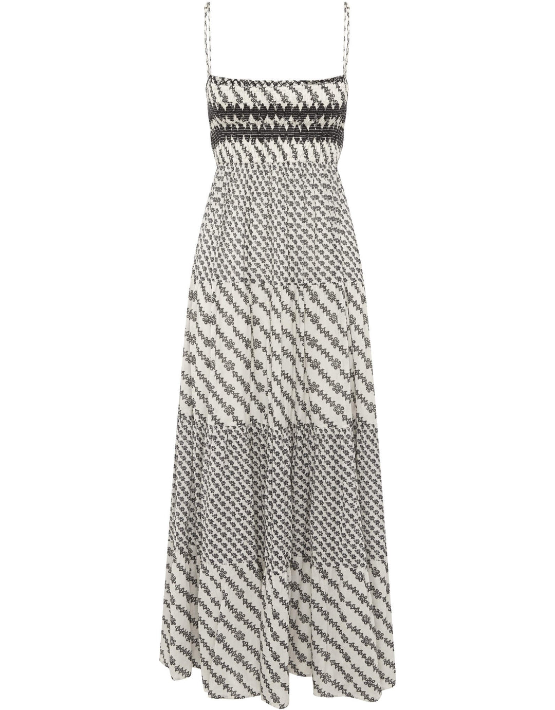 BOTEH Levante Shirred Maxi Dress in Pebble Black