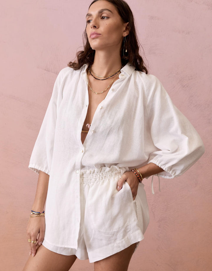 BOTEH La Ponche cotton linen beachwear shirt with relaxed oversized fit