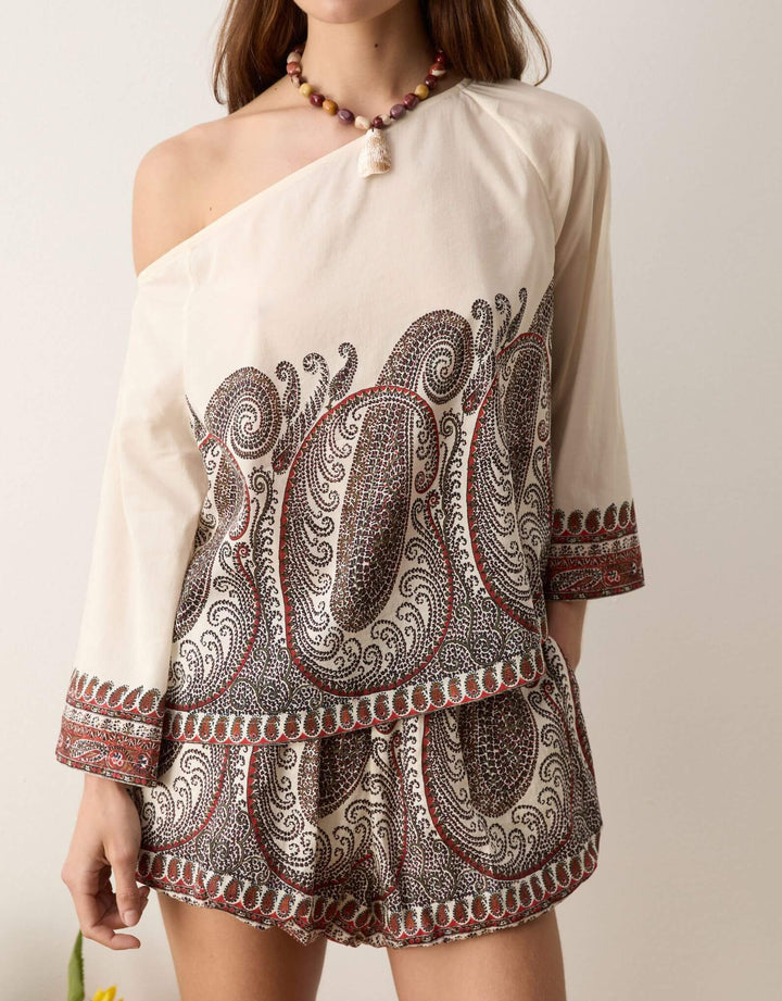 Boteh Cassia Bubble Short Madder — back full look