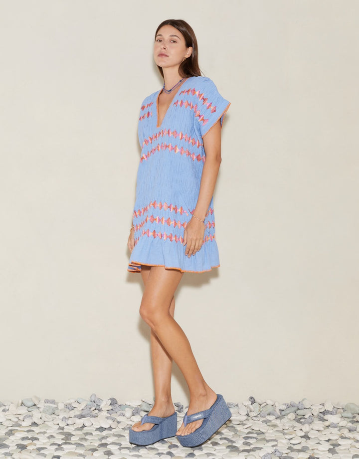 Hera Tunic Mini Dress Cornflower