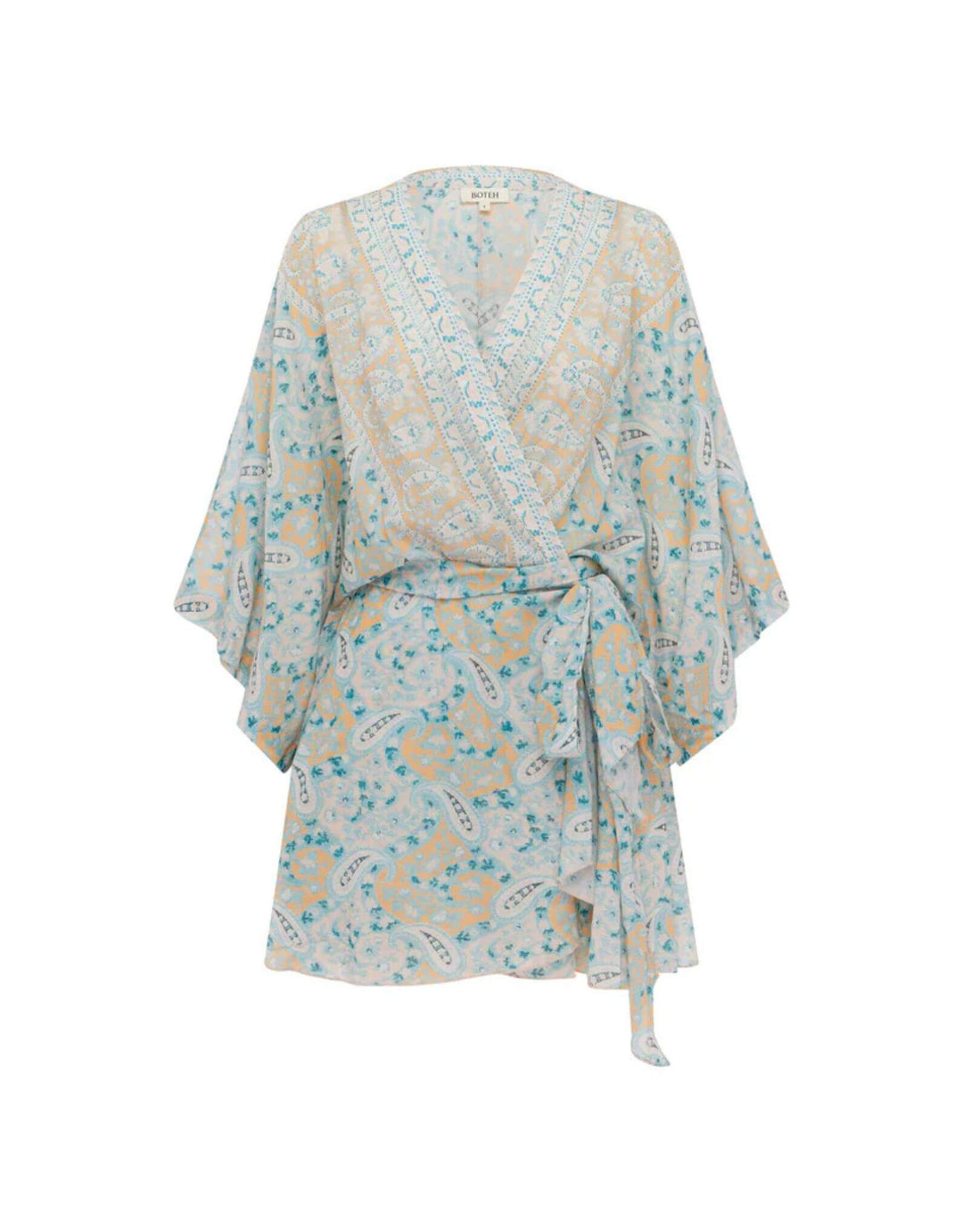 Boteh Kynthos Flared Robe Dress Chalky Pastels — product only view