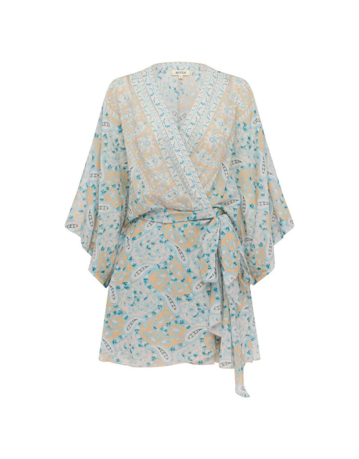 Boteh Kynthos Flared Robe Dress Chalky Pastels — product only view