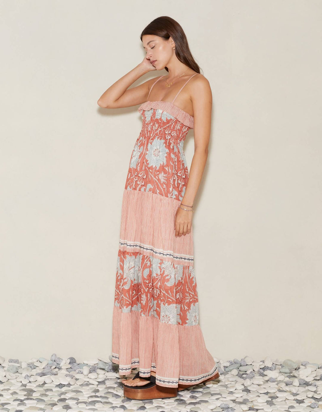 De Flore Shirred Maxi Dress