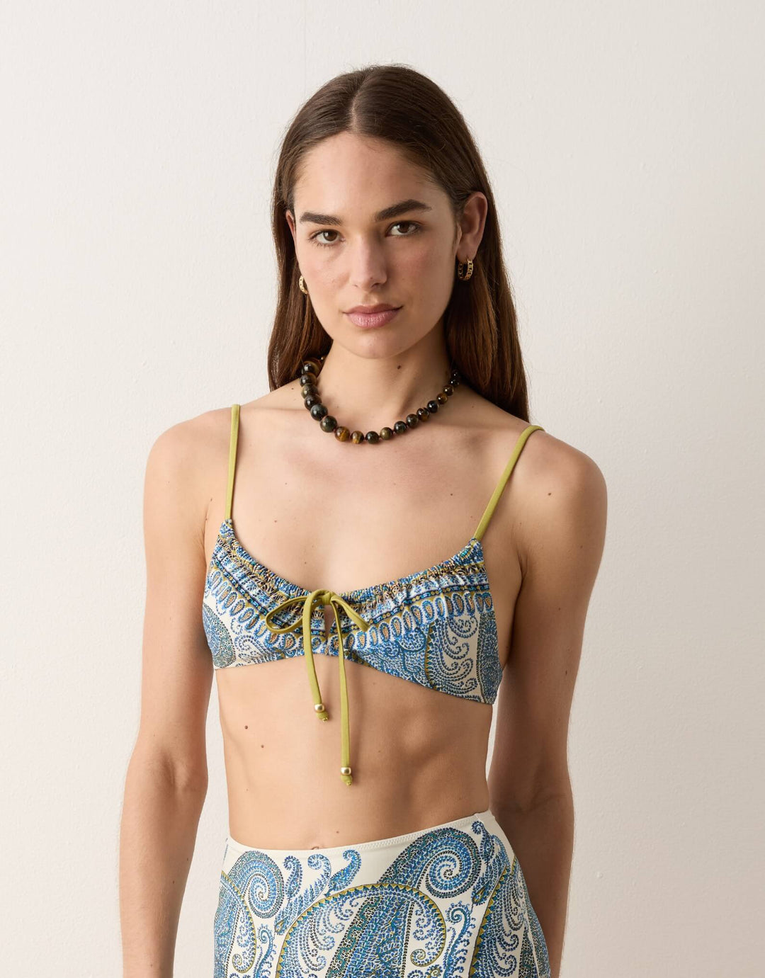 BOTEH Arcadia Paisley Gathered Bikini Top Lazuli front