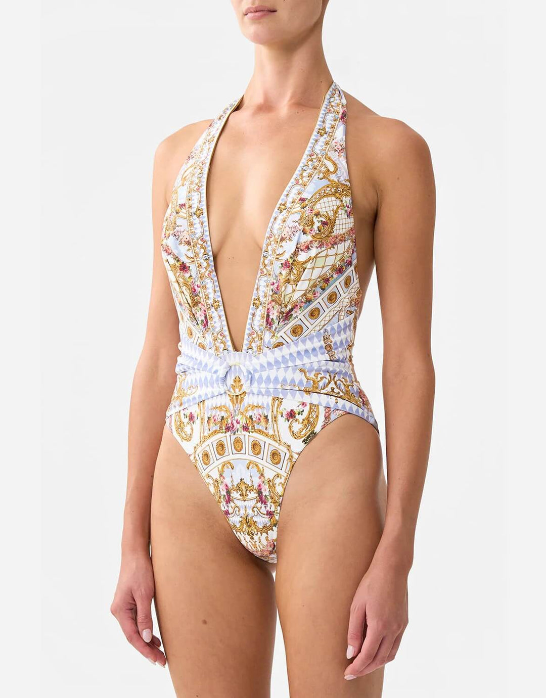 Camilla Plunge Neck Halter One Piece, Throne Games - B-C Cups