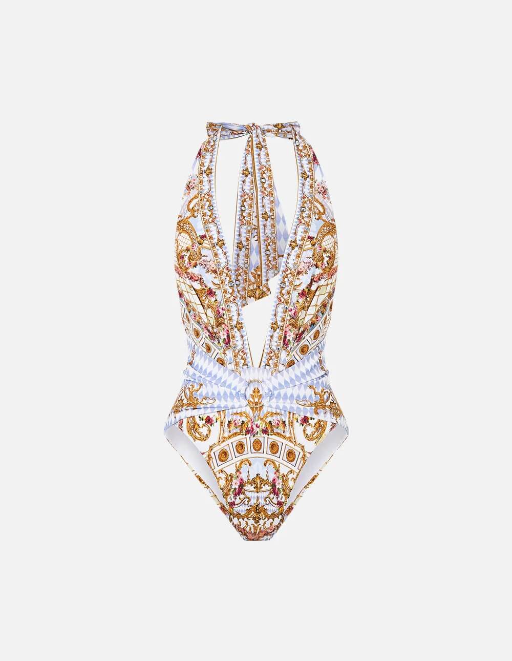 Camilla Plunge Neck Halter One Piece, Throne Games - B-C Cups