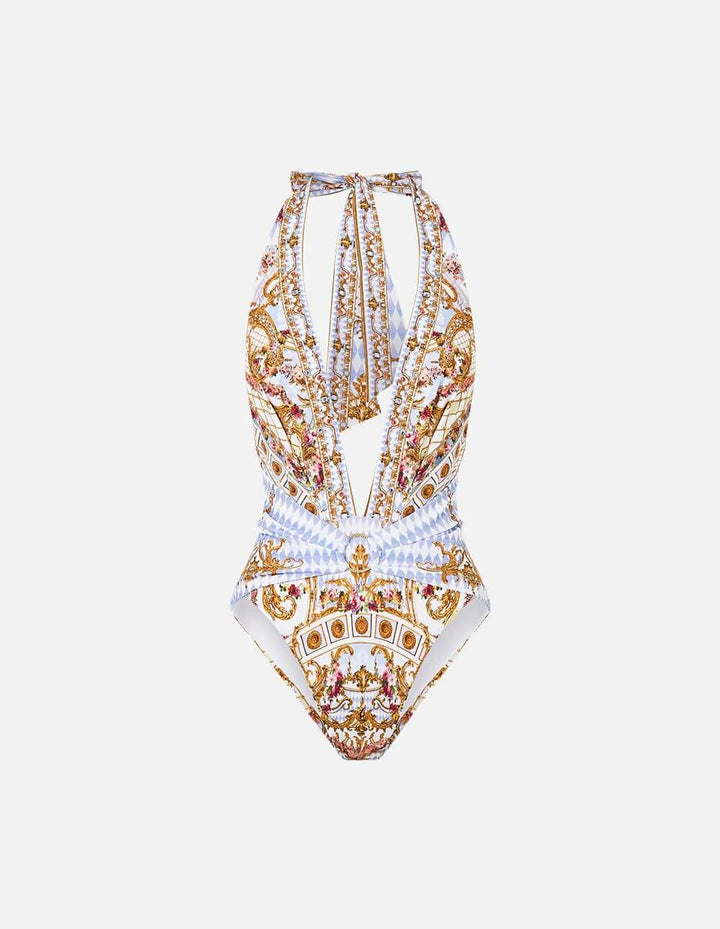 Camilla Plunge Neck Halter One Piece, Throne Games - B-C Cups