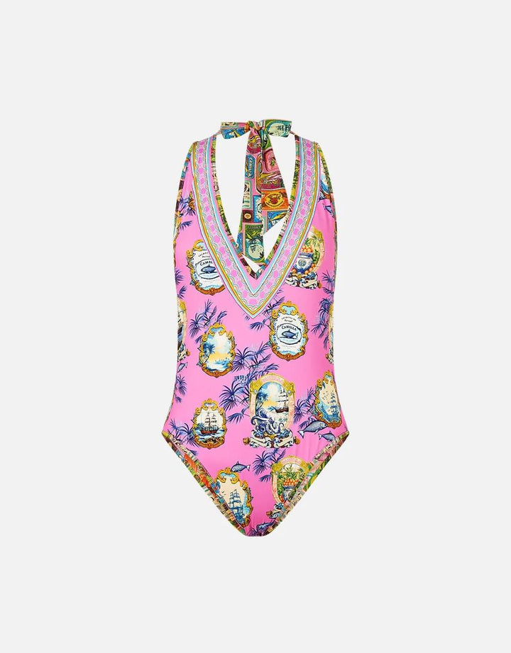 Camilla Salty Splendor Reversible Halter One Piece