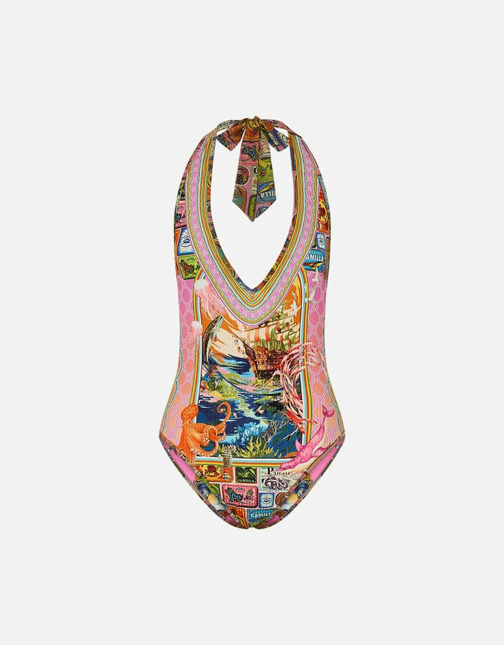 Camilla Salty Splendor Reversible Halter One Piece