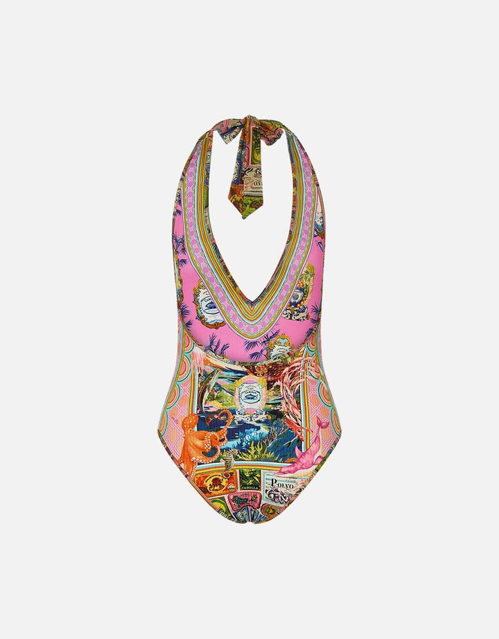 Camilla Salty Splendor Reversible Halter One Piece