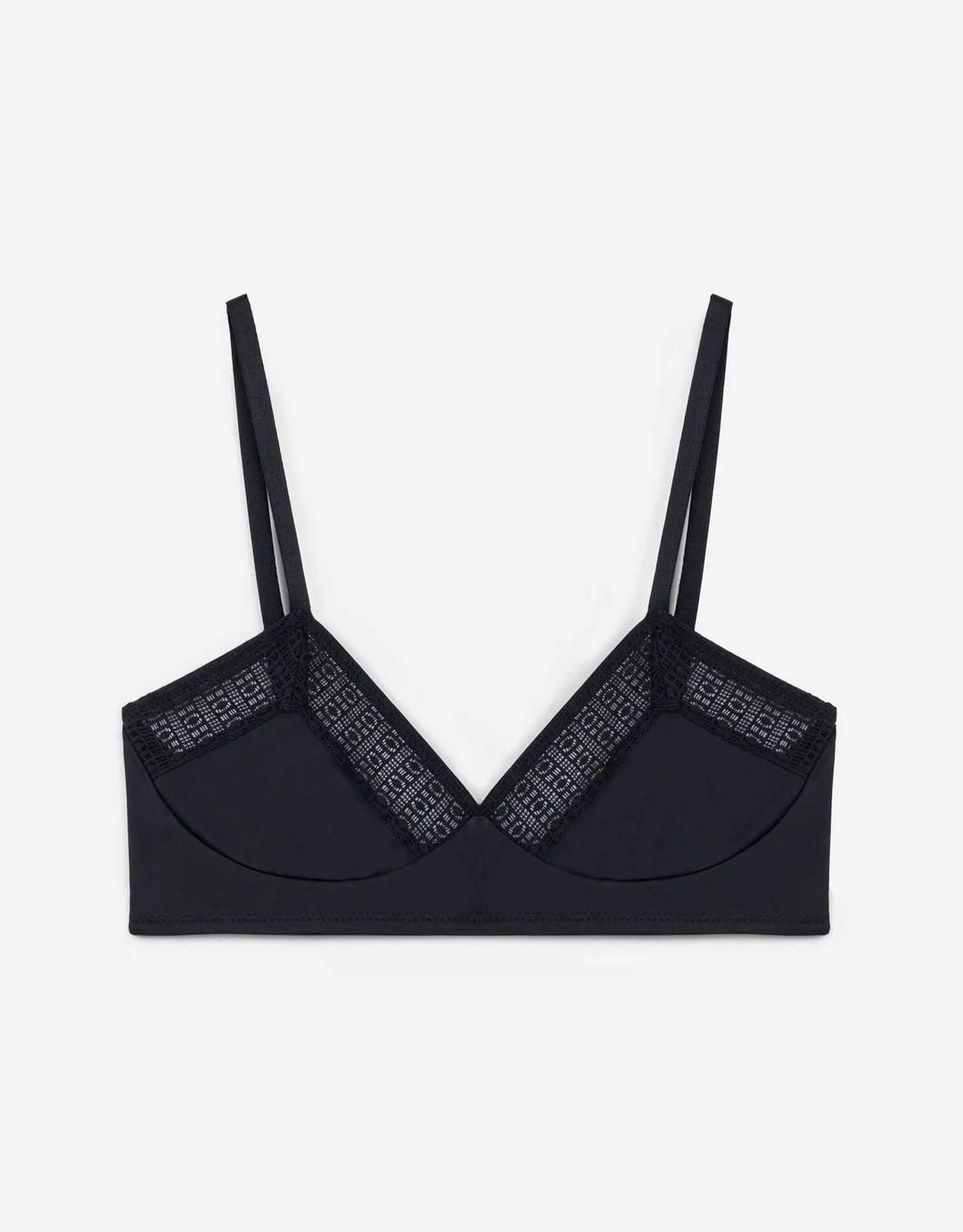 Else Matrix Soft Triangle Bra in black with sustainable lace and soft microfibre cups