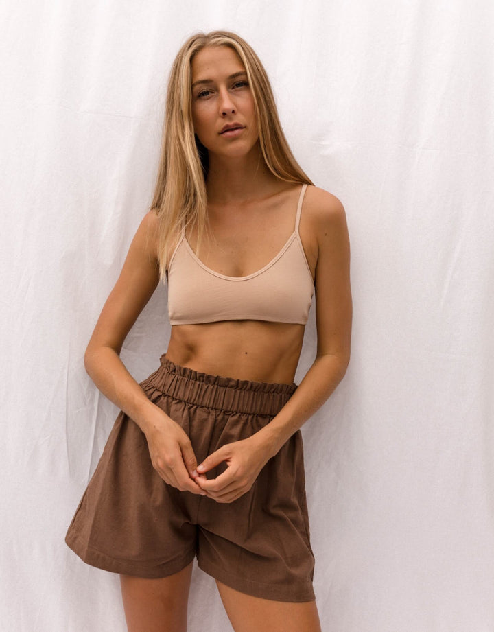 Essential for Zula Franca Racerback Organic Cotton Bralette Ecru