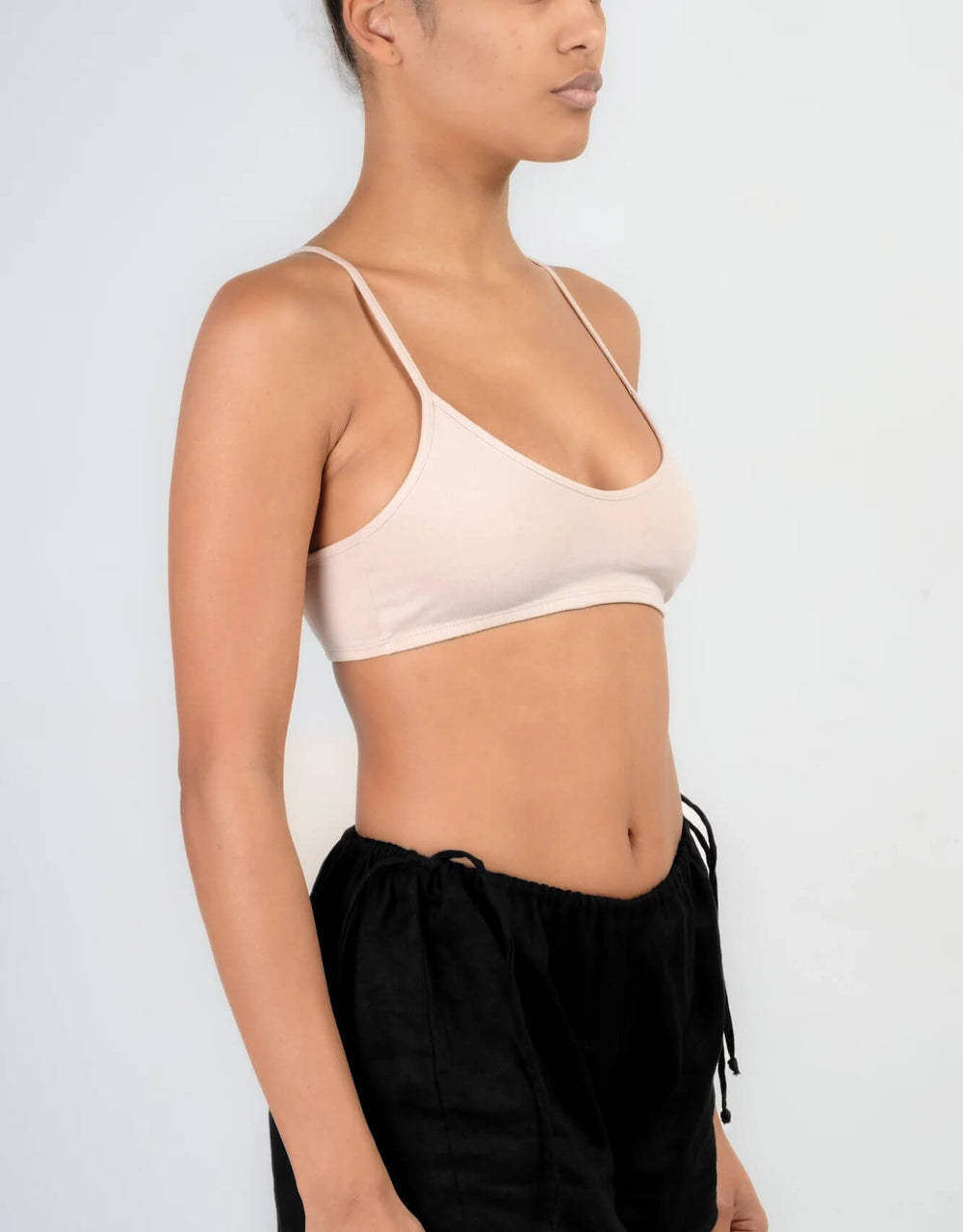 Essential for Zula Franca Racerback Organic Cotton Bralette Ecru