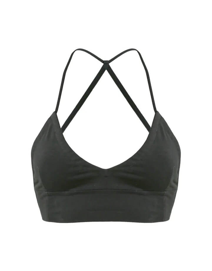 Essentials for Zula Octavia organic cotton bralette black front